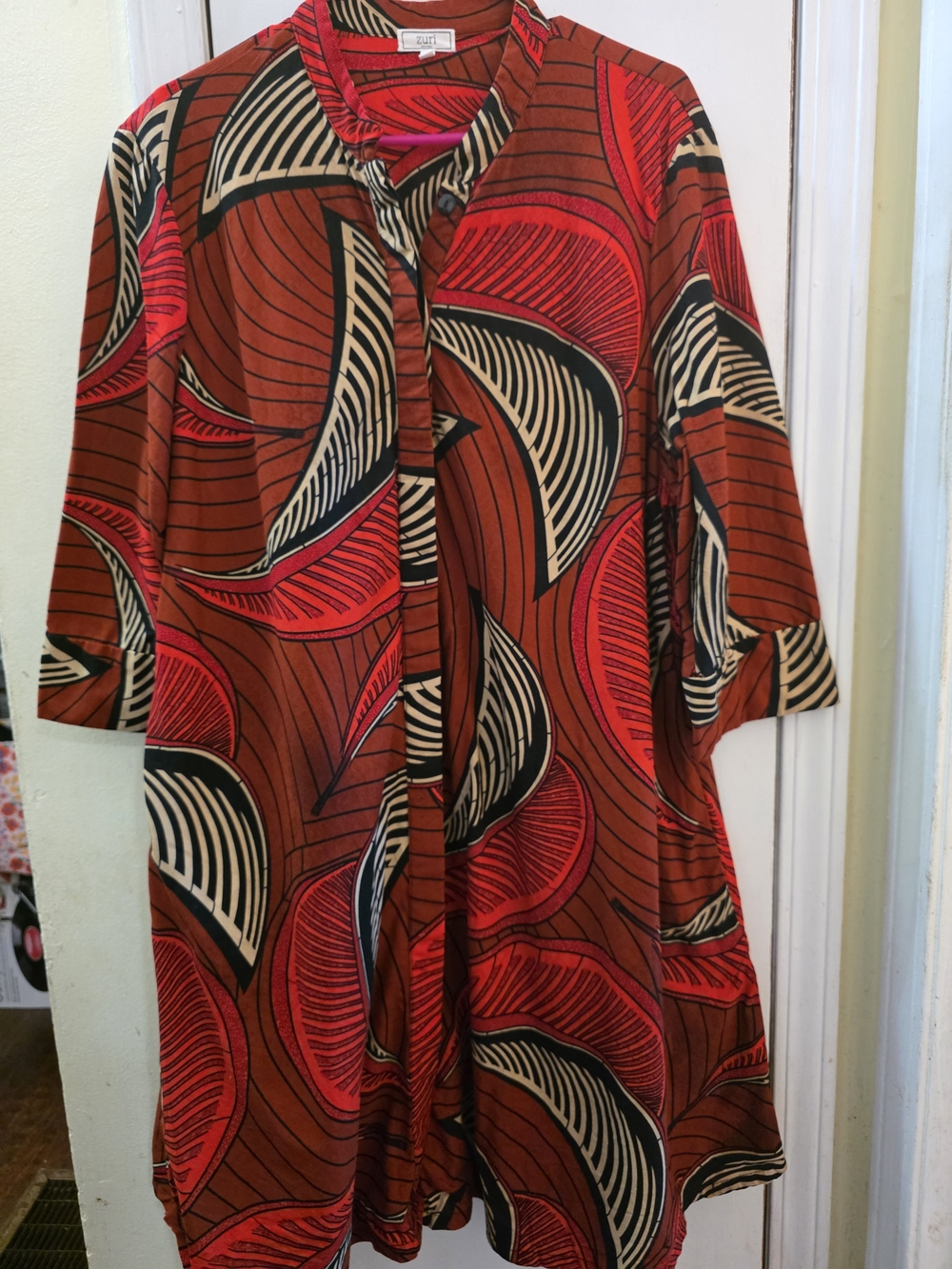 Zuri Kenya Women’s Printed Swing Dress GLIDE in Rust Red by ZURI.